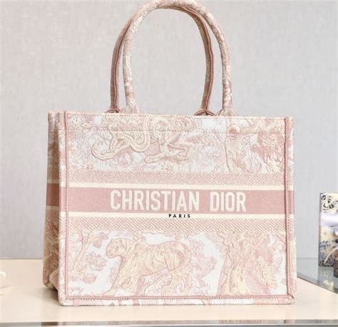 pink christian Dior tote bag